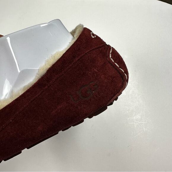 UGG Ansley Moccasin Slippers Womens 10 Mahogany Sheepskin Leather Comfy Loafers - Picture 4 of 11
